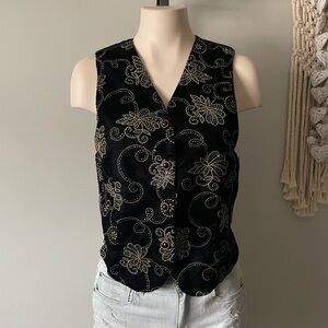 Vintage Holografix Party Waistcoat Button Down Vest Glitter Velvet Velour